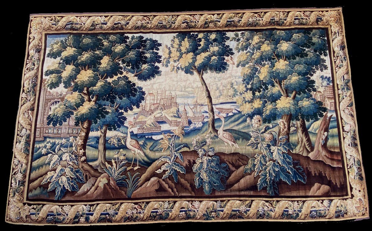 Tapissserie Aubusson Verdure Scène Marine 