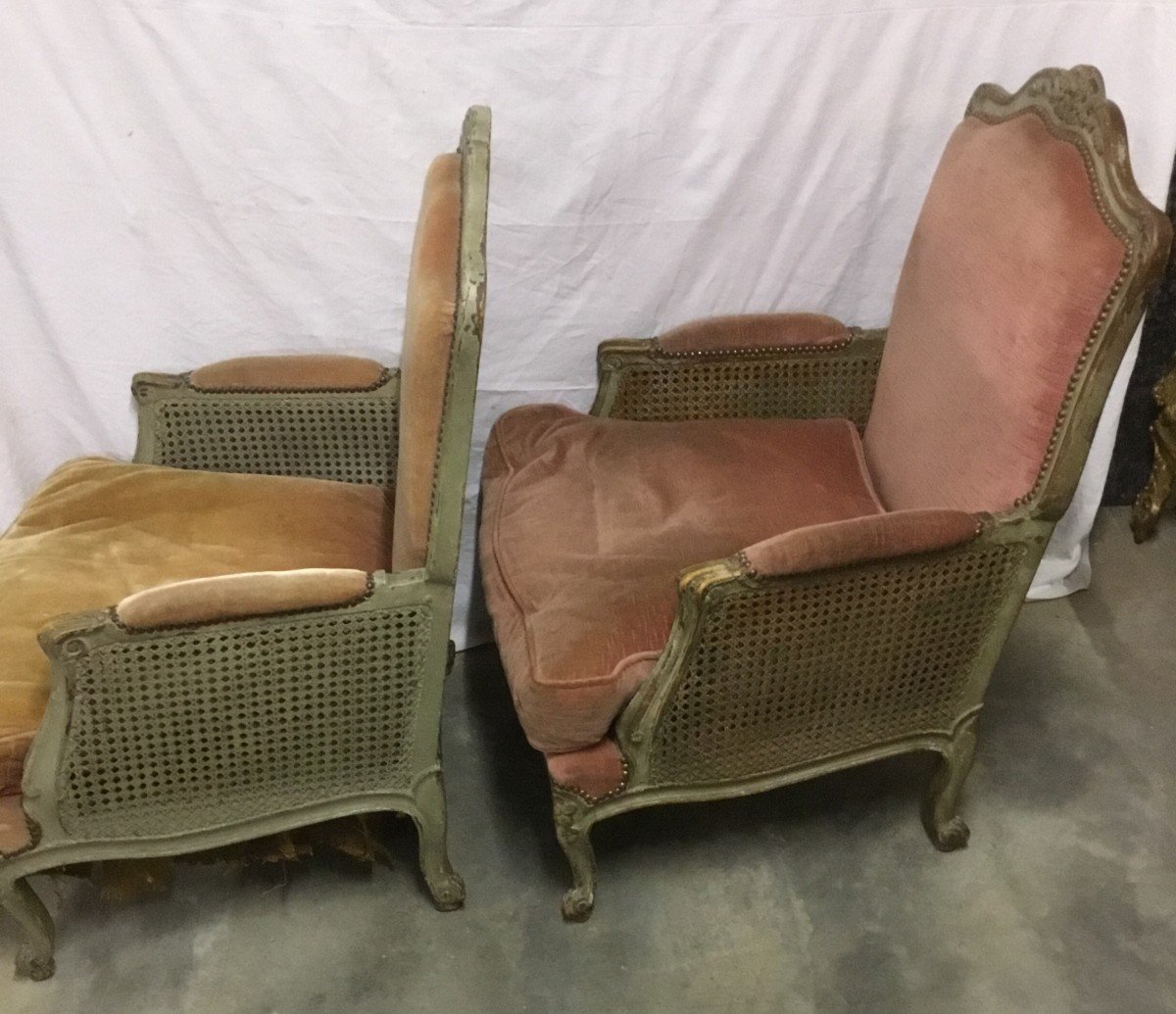 Pair Of Bergeres Louis XV-photo-2