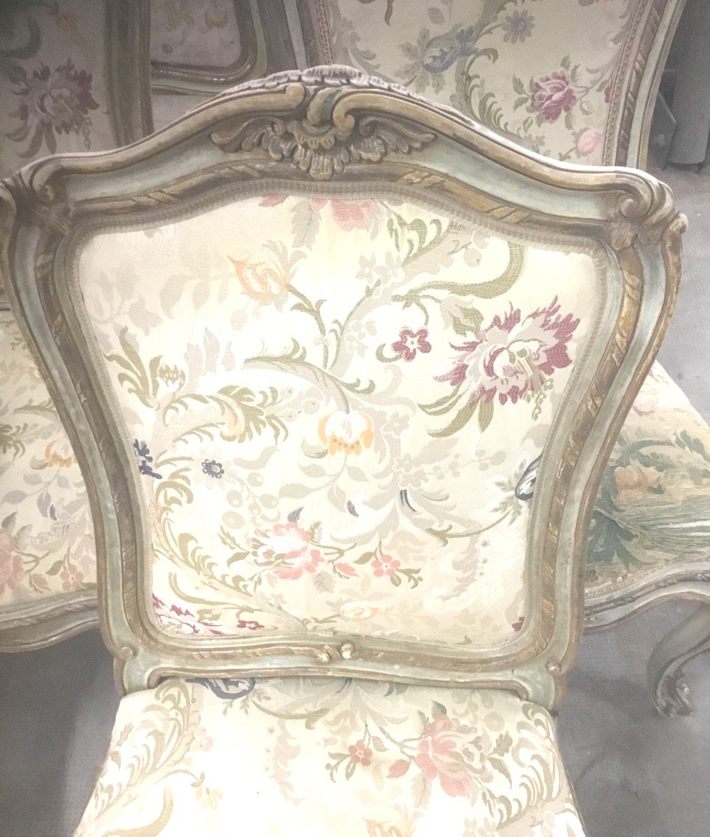 8 Louis XV Style Lacquered Chairs-photo-3