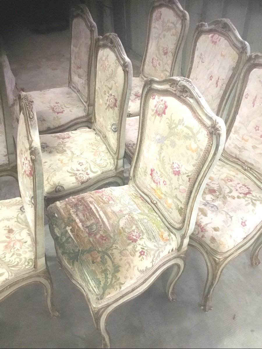 8 Louis XV Style Lacquered Chairs-photo-1