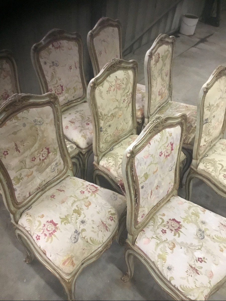 8 Louis XV Style Lacquered Chairs-photo-4