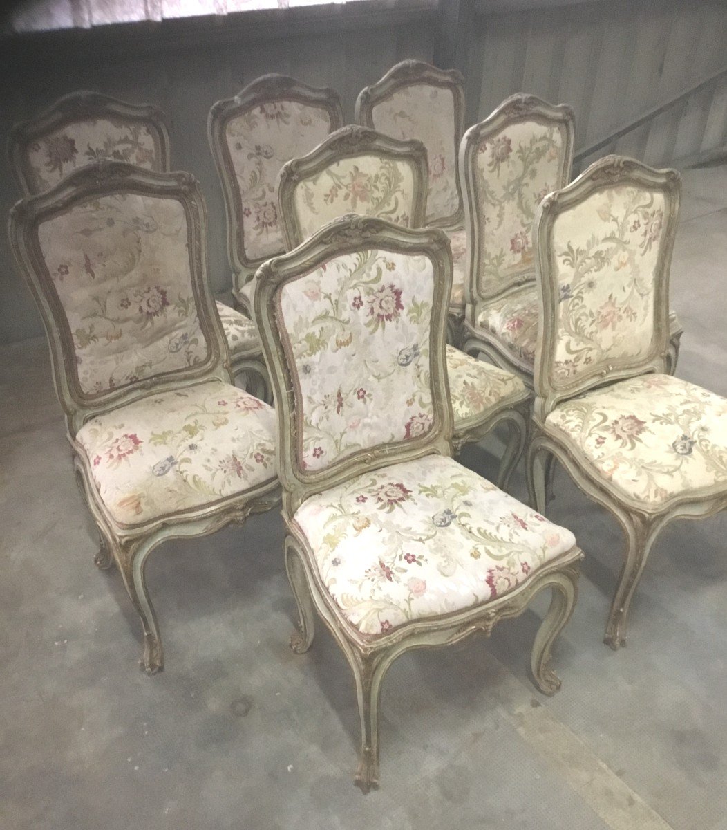 8 Louis XV Style Lacquered Chairs