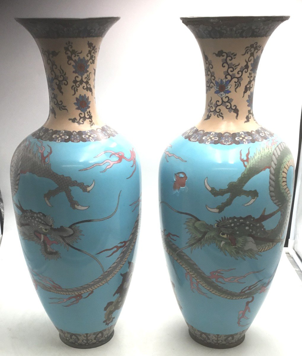 Pair Of Cloisonne Vases-photo-2