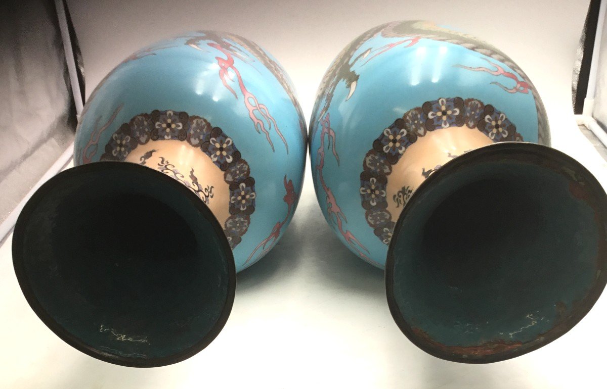 Pair Of Cloisonne Vases-photo-2