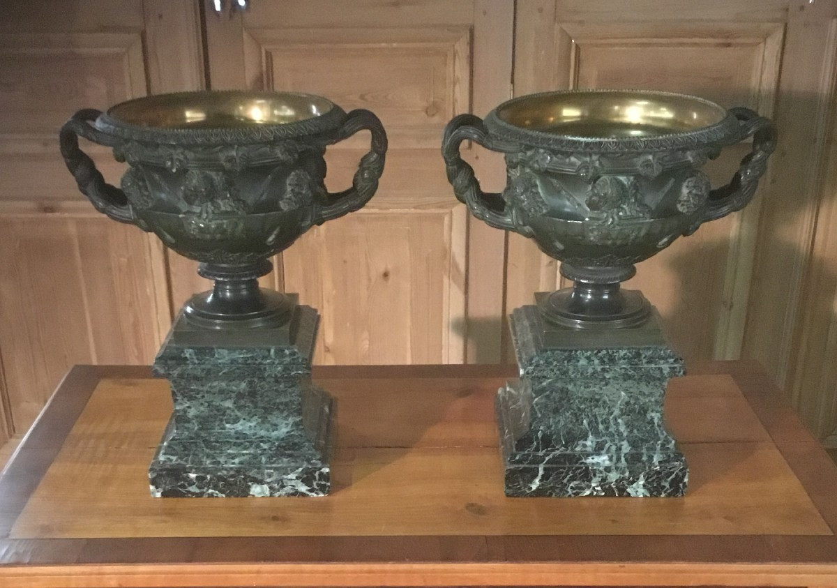 Large Pair Of Bronze Vases