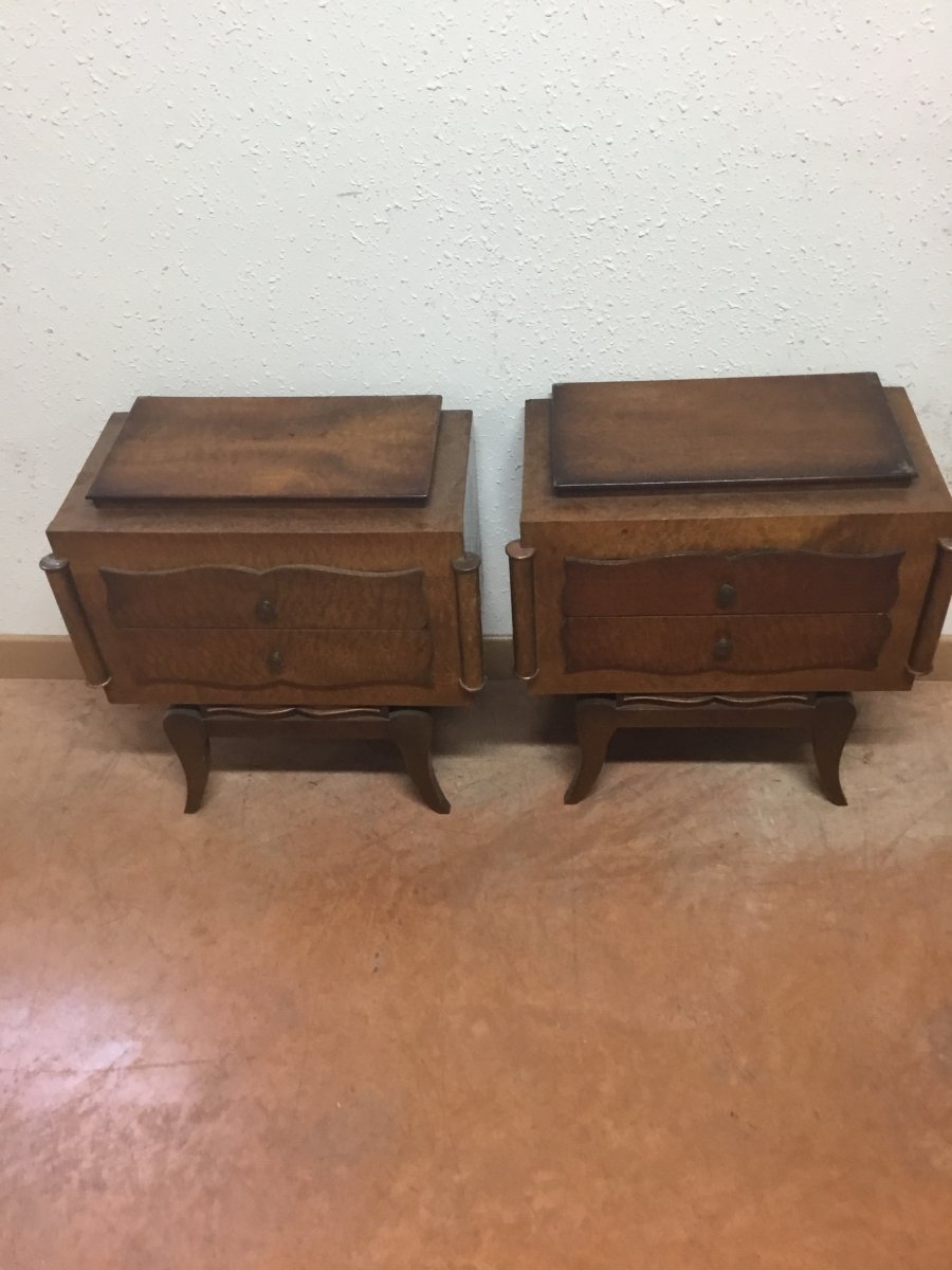 Pair Of Art Deco Bedside Tables-photo-2