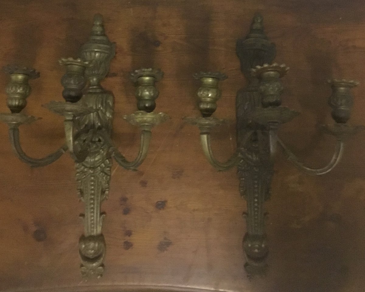 Pair Of Bronze Wall Lights