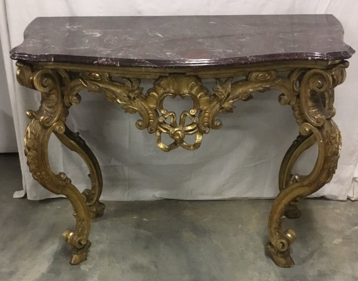 Console En Bois Doré Italienne