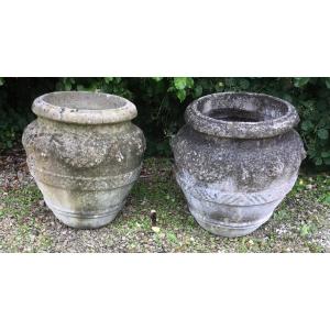 Pair Of Reconstituted Stone Vases