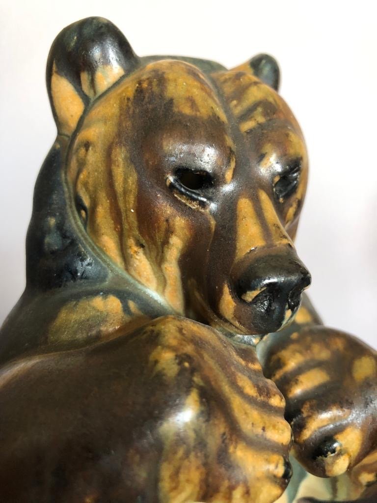 Varnished Terracotta Bear And Matt Glaze By Arne Ingdam-photo-1