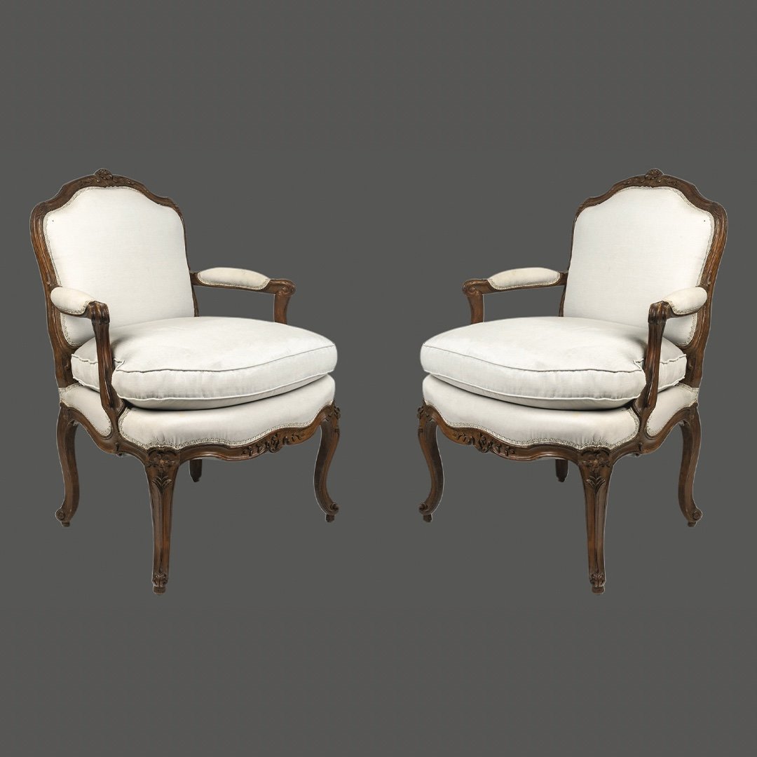 Paire De Fauteuils à Dossier Plat d'Epoque Régence