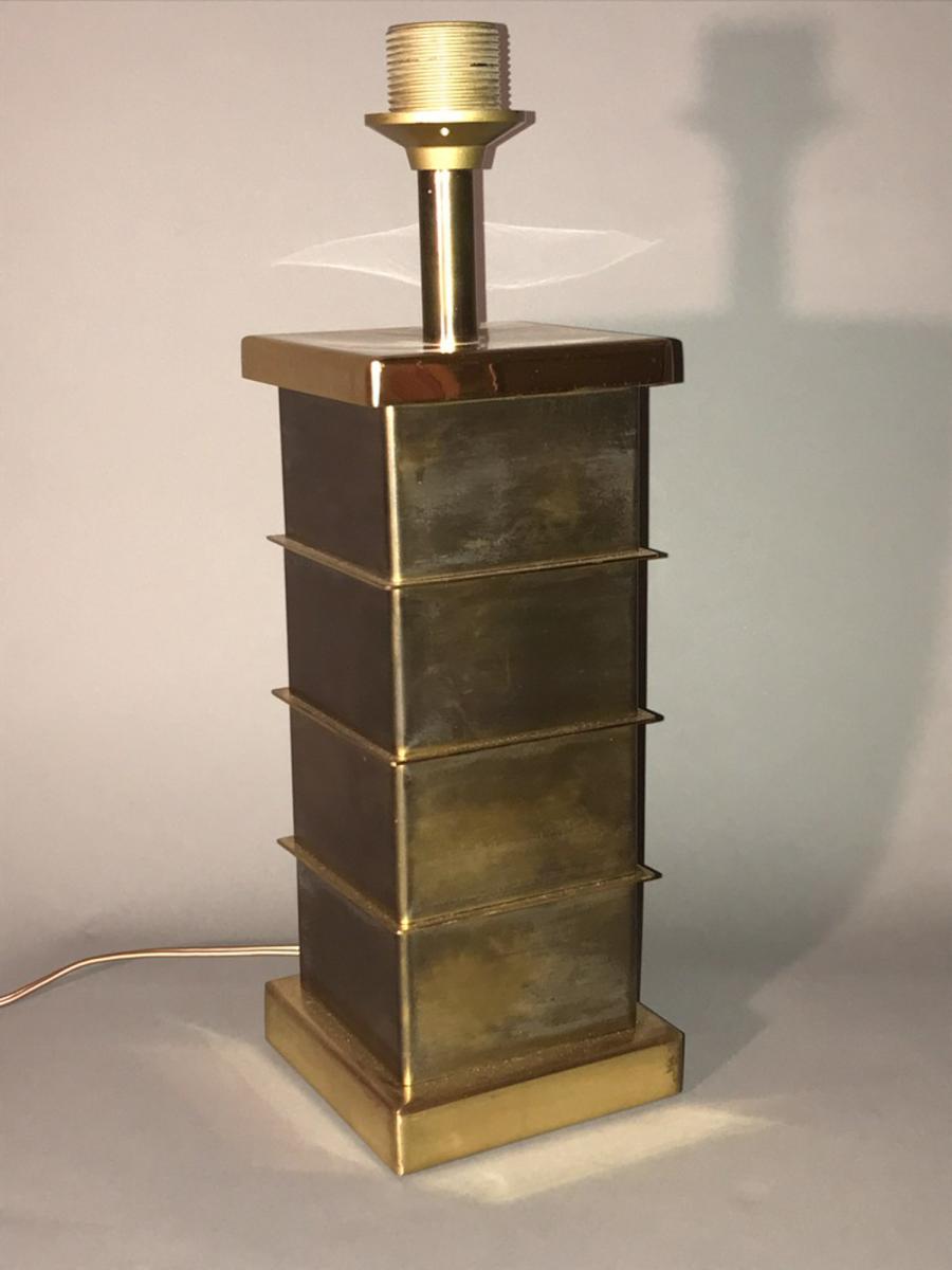 Patinated Golden Brass Lamp-photo-3