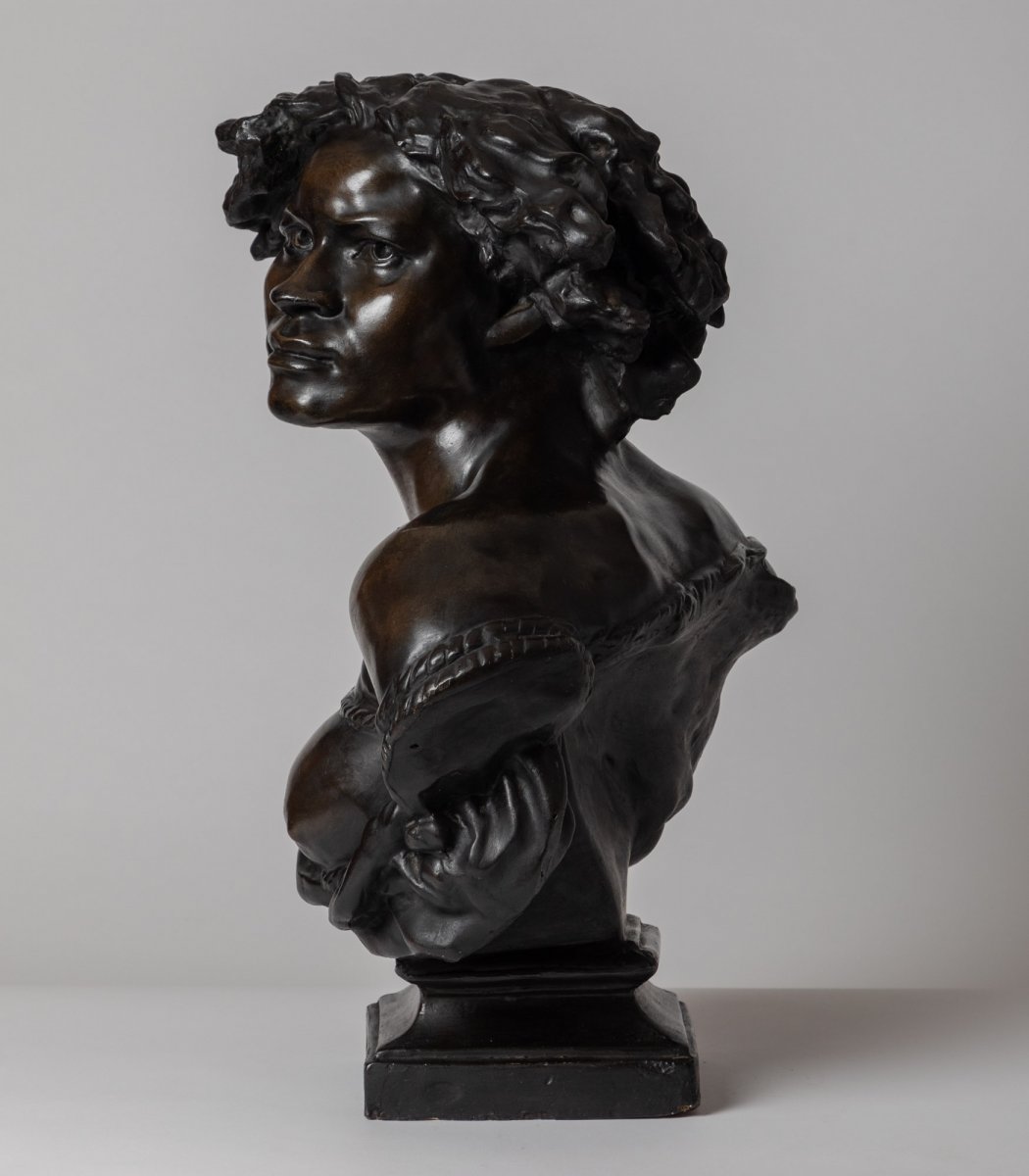 Patinated Plaster Bust-photo-4