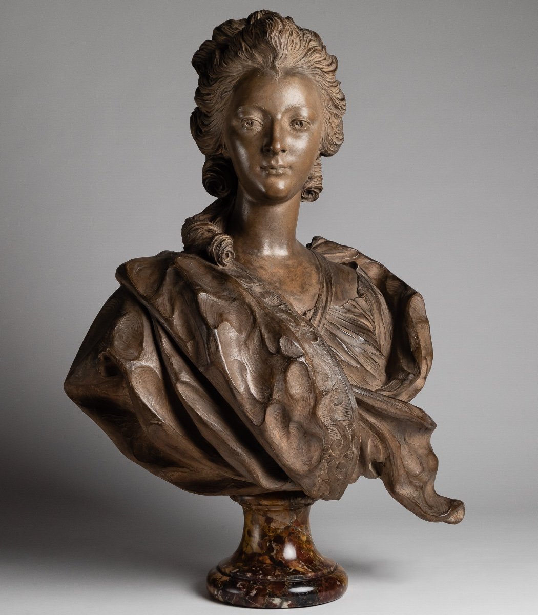 Large Bust In Patinated Terracotta