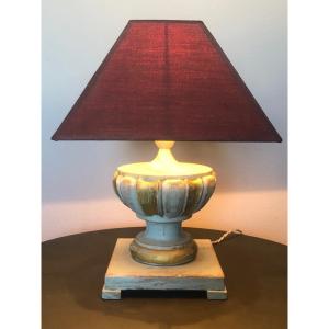 Small Lamp In Patinated Painted Wood