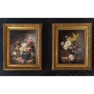 Pair Of Flower Bouquets By G Vallon