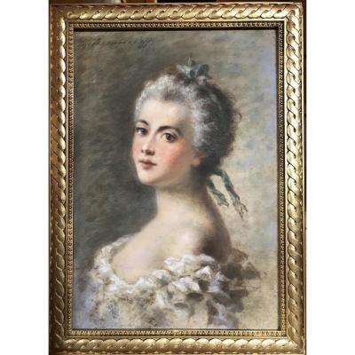 Pastel Portrait d'une Jeune Femme