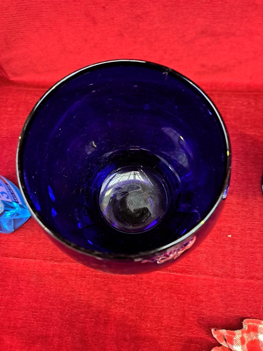 Deux pots en verre bleu-photo-3