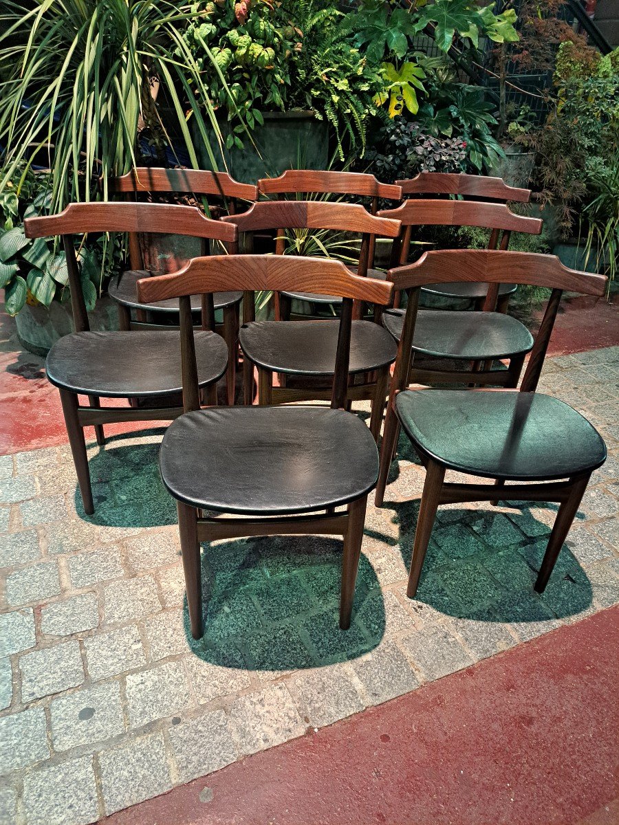 Rare Set Of 8 Defrem Rojle Danmark Chairs-photo-2