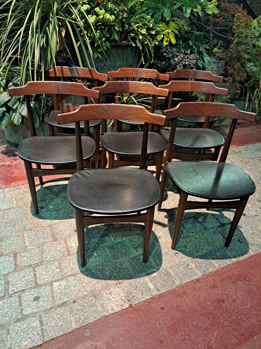 Rare Set Of 8 Defrem Rojle Danmark Chairs-photo-5