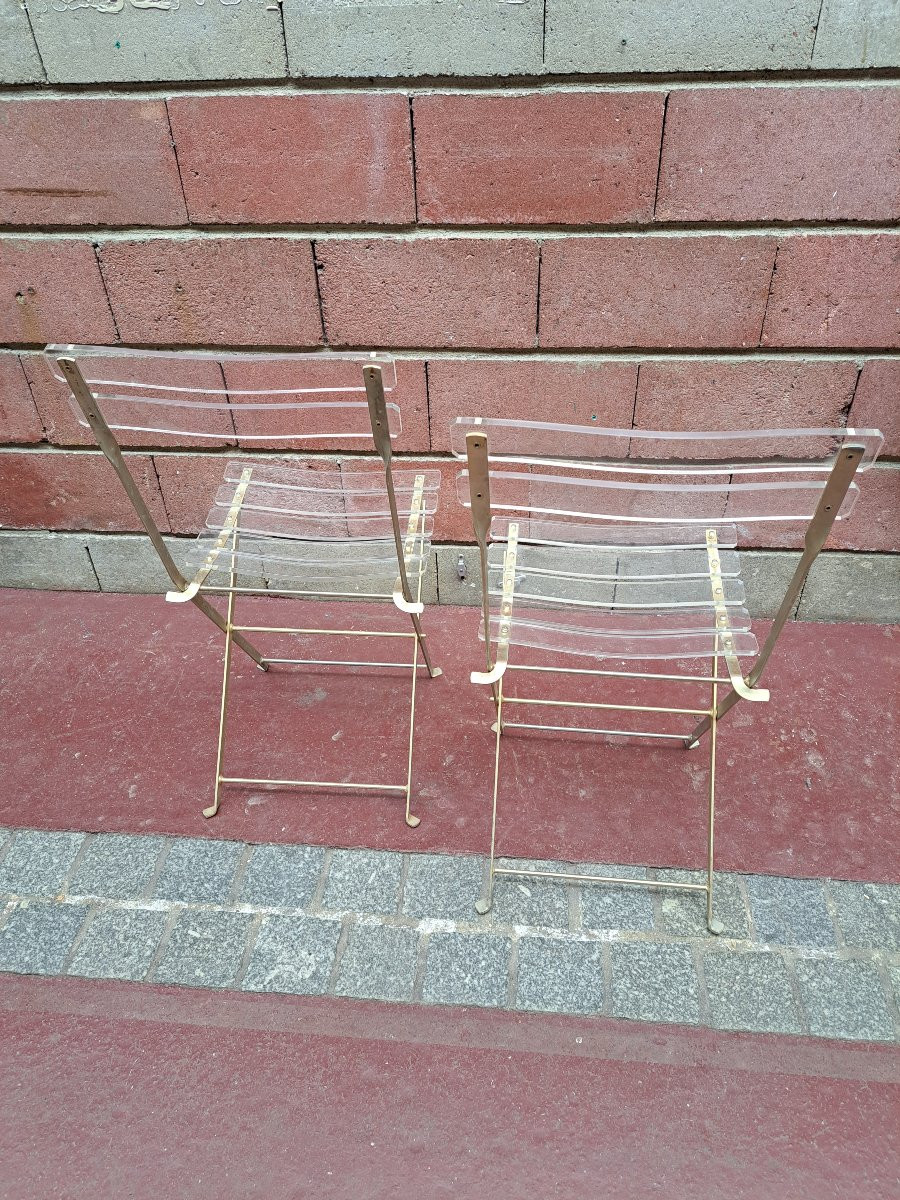 Pair Of Plexiglass Folding Chairs-photo-3