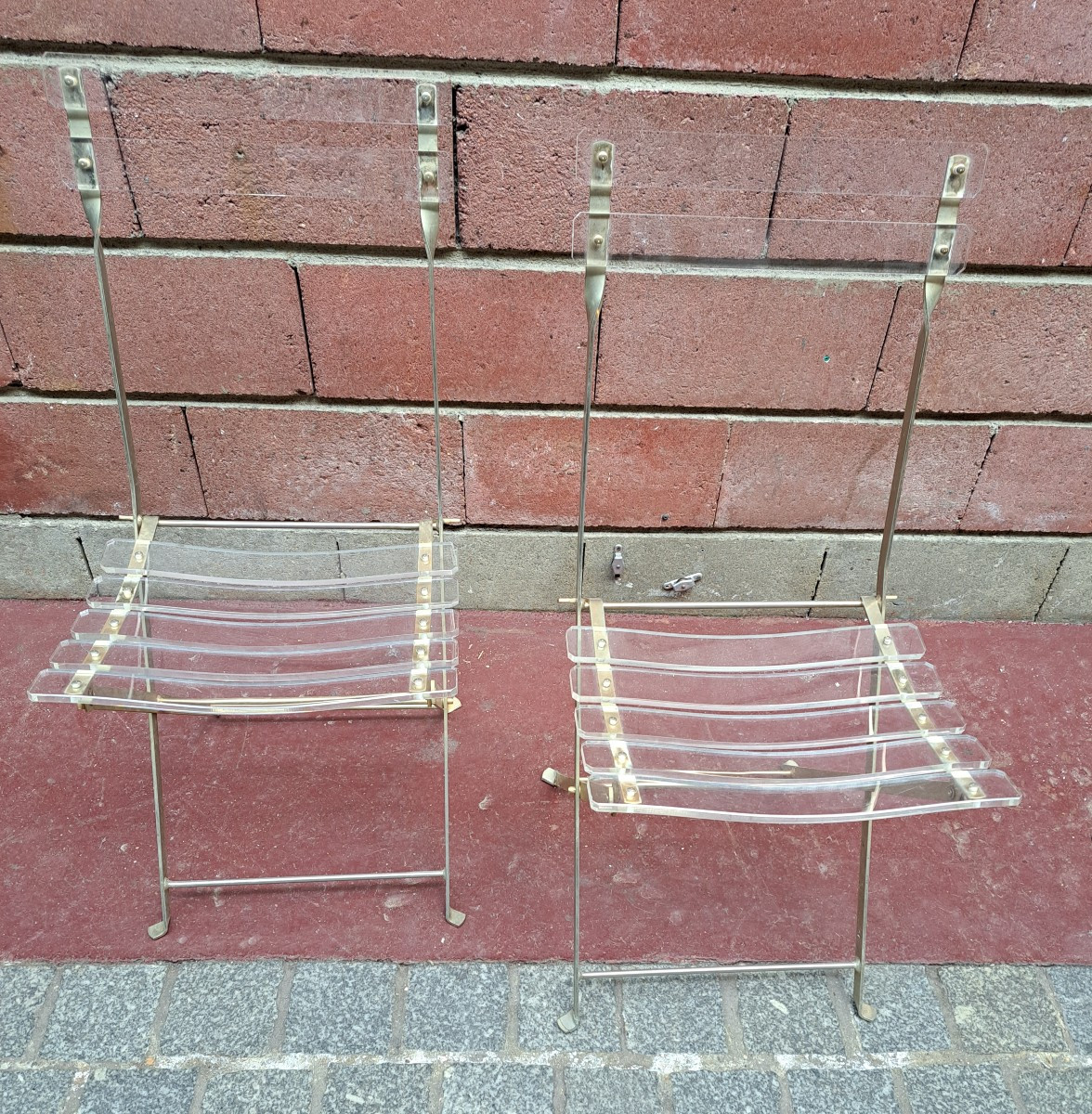 Pair Of Plexiglass Folding Chairs