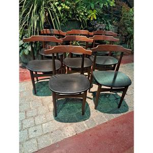 Rare Ensemble De 8 Chaises Defrem Rojle Danmark