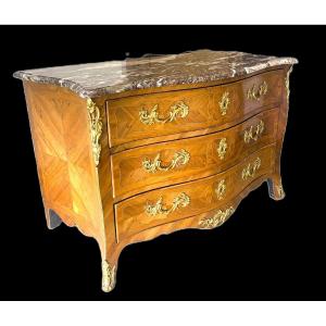 Louis XV Period Inlaid Fruit Wood Commode - Lyon