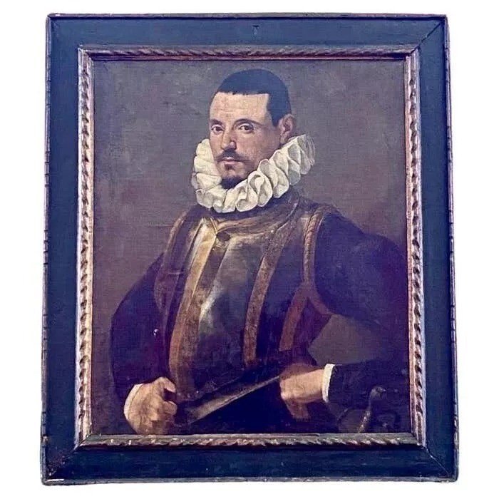 Large Italian Lombard School Old Master Portrait Painting. 18th C. Man In A Ruff