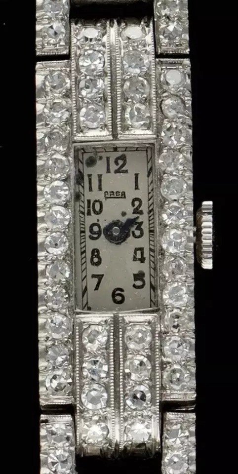 A Substantial Art Deco Arsa 5ct Diamond & Platinum Ladies Cocktail Watch 1920's-photo-1