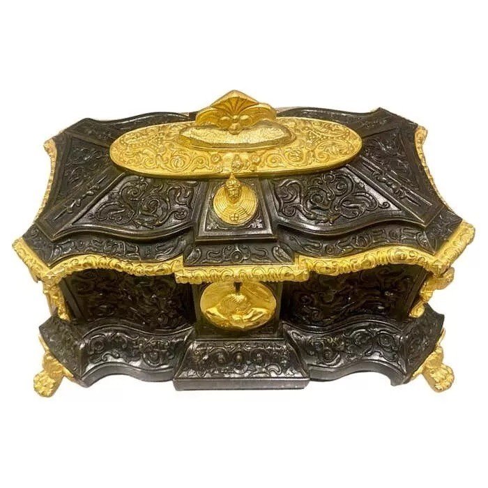 A Large Impressive 19th Century Bronze Jewelry Casket Box. Circa 1860-photo-3