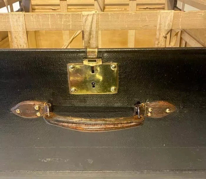 Antique Early-20th Century Black Goyard Hat Trunk French Circa 1920's-photo-2