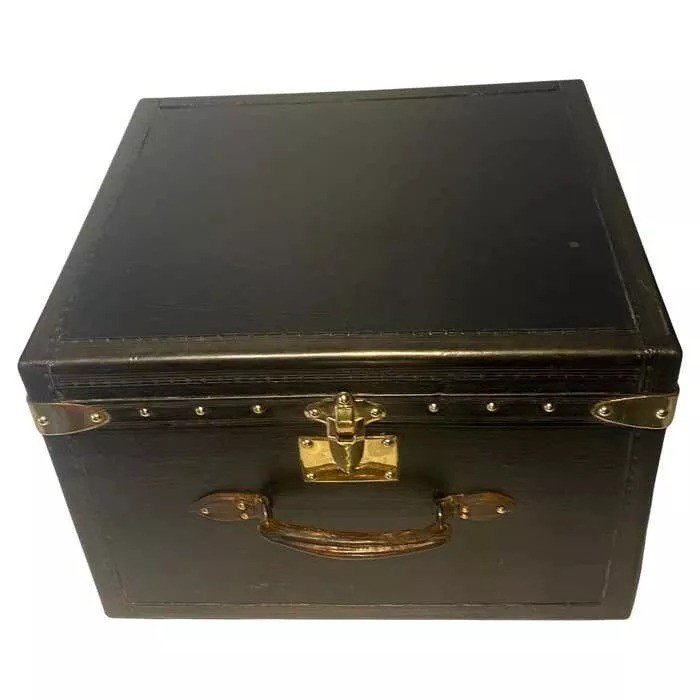 Antique Early-20th Century Black Goyard Hat Trunk French Circa 1920's-photo-6