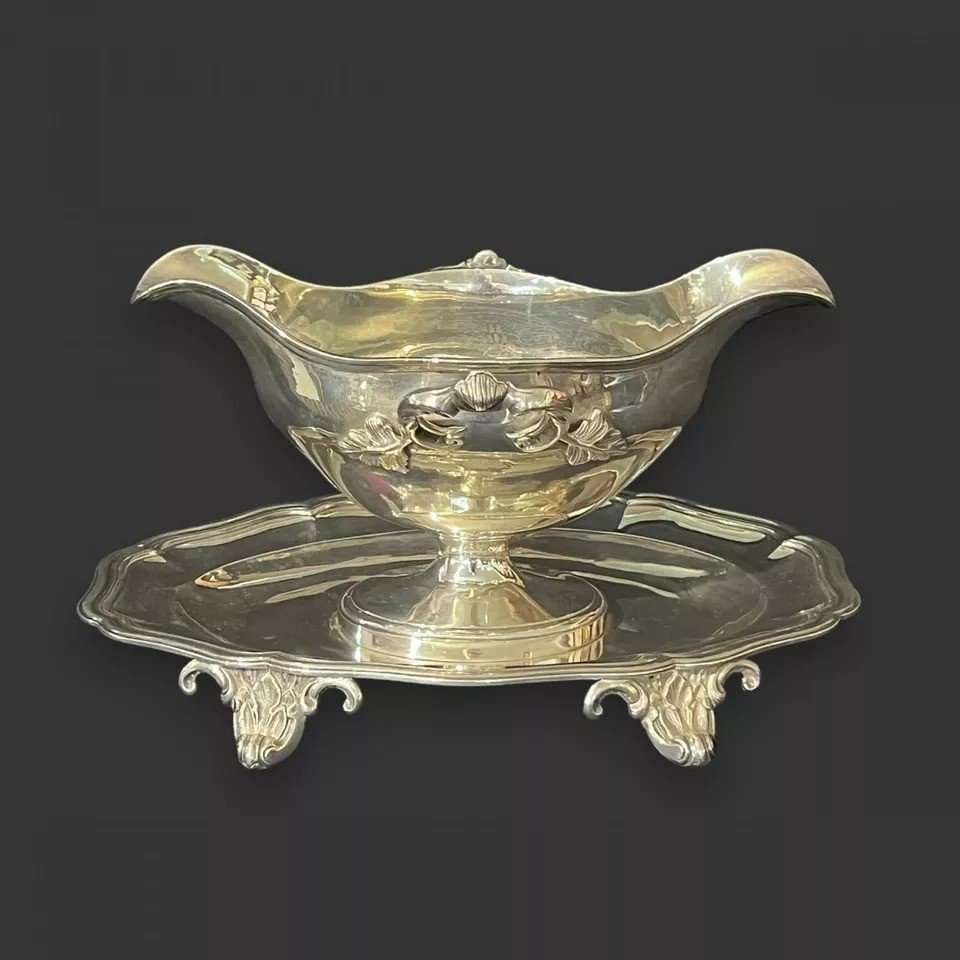 Saucière en Argent Sterling Français du 19e Siècle par Jean Veyrat-photo-4