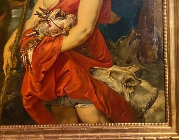 Grande Peinture Antique Après Peter Paul Rubens, Vers 19e Siècle-photo-3