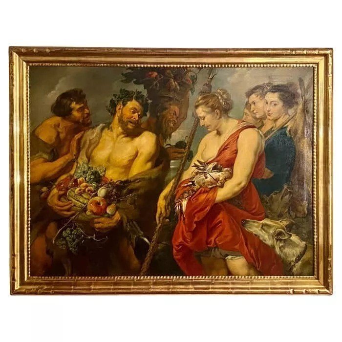 Grande Peinture Antique Après Peter Paul Rubens, Vers 19e Siècle