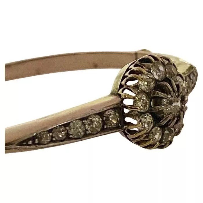 An Antique Victorian Gold And Old Cut Diamond Cluster Bangle Circa 1880-photo-7