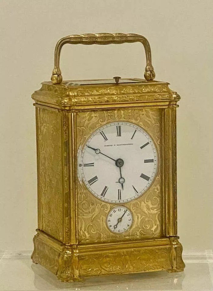 Profusely Engraved To All Sides Gilt Bronze Carriage Clock, Circa 1860-photo-4