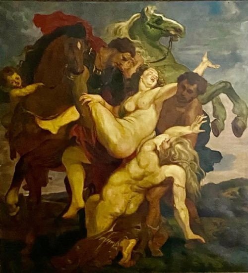 Antique 19th Century Oil Painting After Rubens "rape Of Daughters Of Leucippus"-photo-4