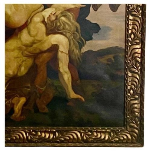 Antique 19th Century Oil Painting After Rubens "rape Of Daughters Of Leucippus"-photo-5