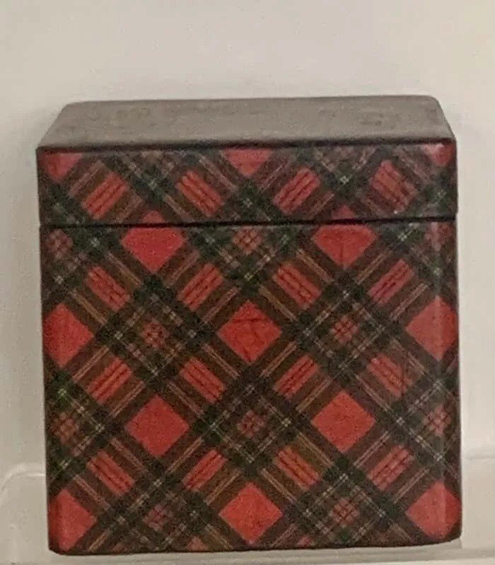 Antique Scottish Stuart Tartanware Tea Caddy Circa 1860 Victorian-photo-3