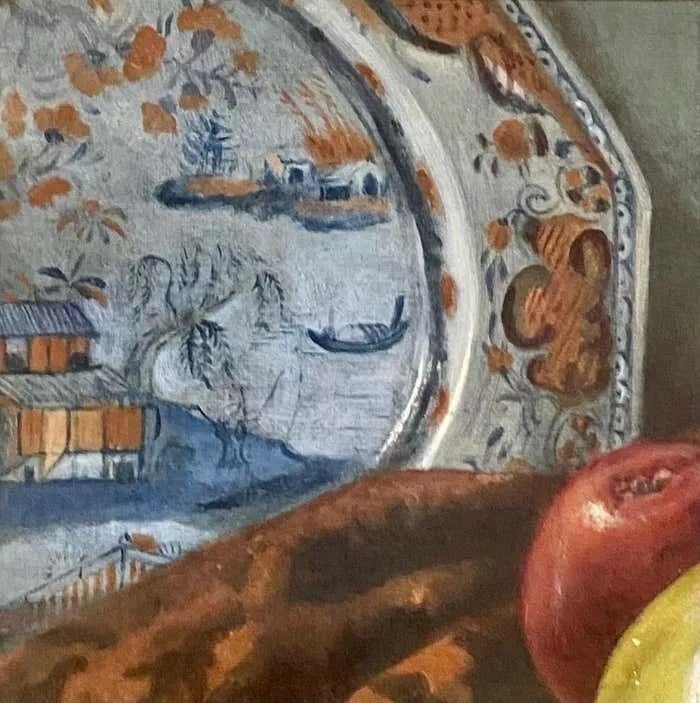 E. Cremer Still Life Painting Of Fruit A Chinese Ginger Jar, Etc Antique C 1881-photo-3