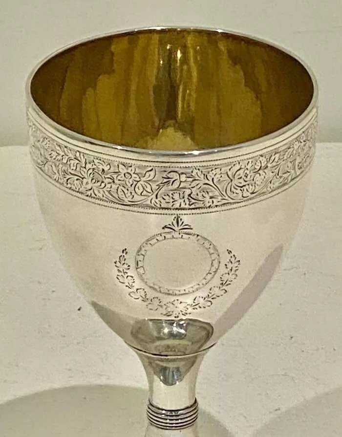 Fine Antique Georgian Sterling Silver Drinking Goblet Circa 1798-photo-4