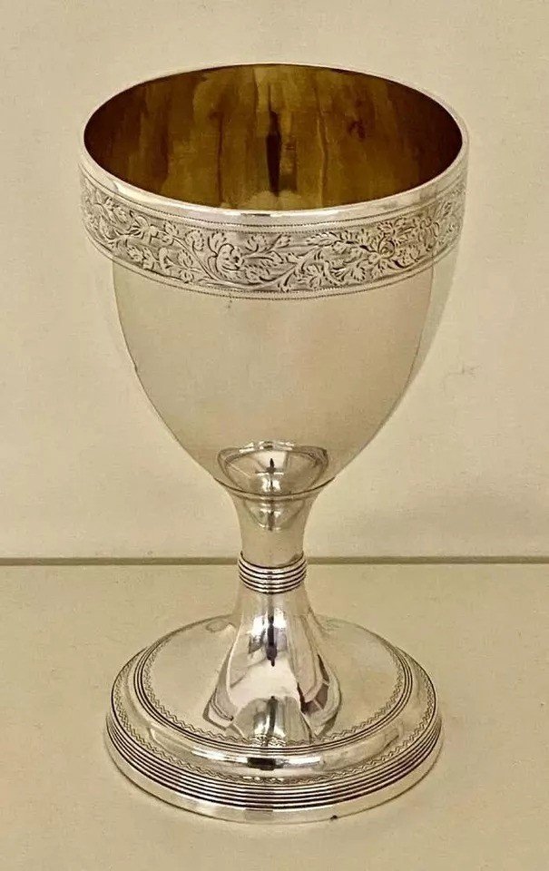 Fine Antique Georgian Sterling Silver Drinking Goblet Circa 1798-photo-1