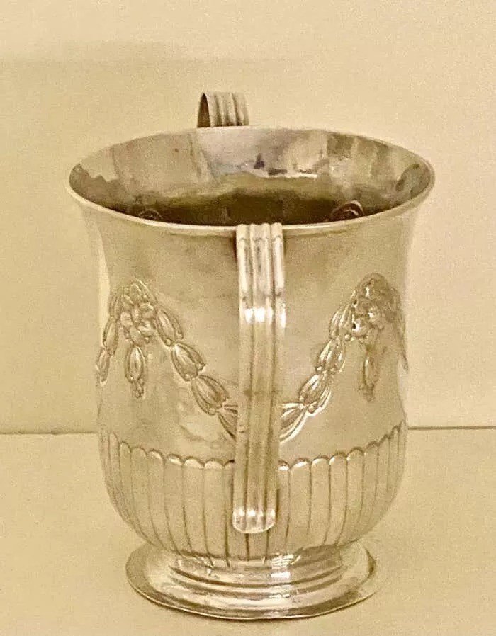 George III Antique Sterling Silver 2 Handled Porringer, Circa 1778-photo-3