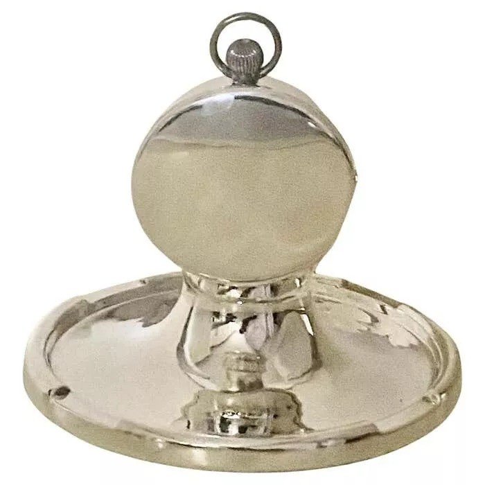 English Sterling Silver Capstan Inkwell With Pocket Watch - Edwardian-photo-2