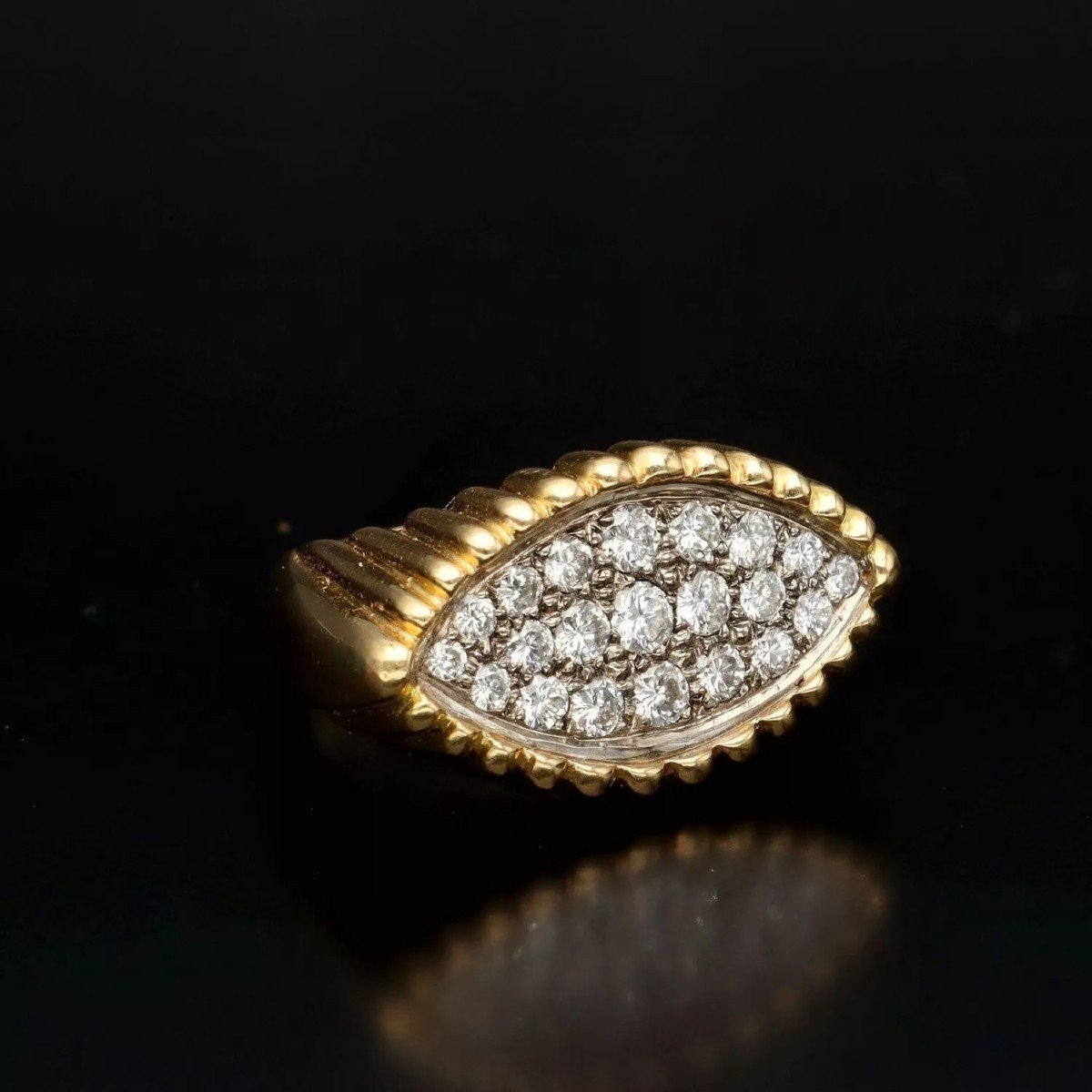 A French Mid Century 18k Yellow Gold And 1 Carat Diamond "tartelette" Ring