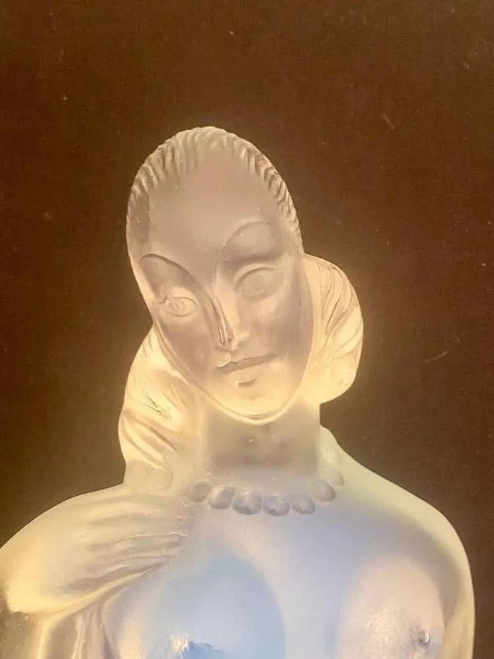 Grande Figurine En Verre Art Déco Caryatide Par Marius Ernest Sabino (1878-1961)-photo-2