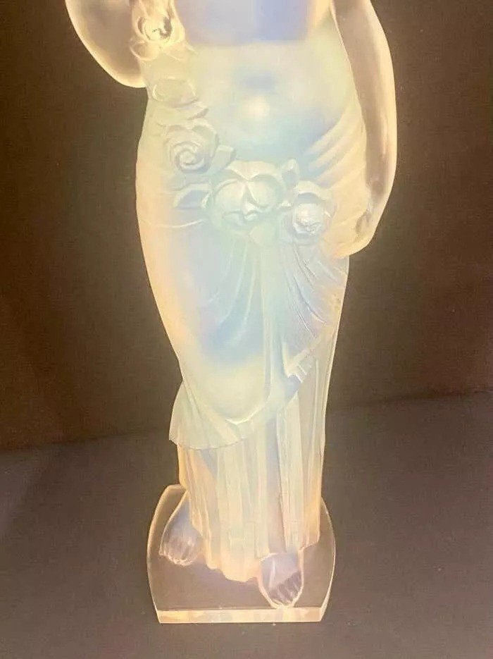 Grande Figurine En Verre Art Déco Caryatide Par Marius Ernest Sabino (1878-1961)-photo-4