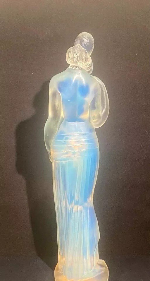 Grande Figurine En Verre Art Déco Caryatide Par Marius Ernest Sabino (1878-1961)-photo-1